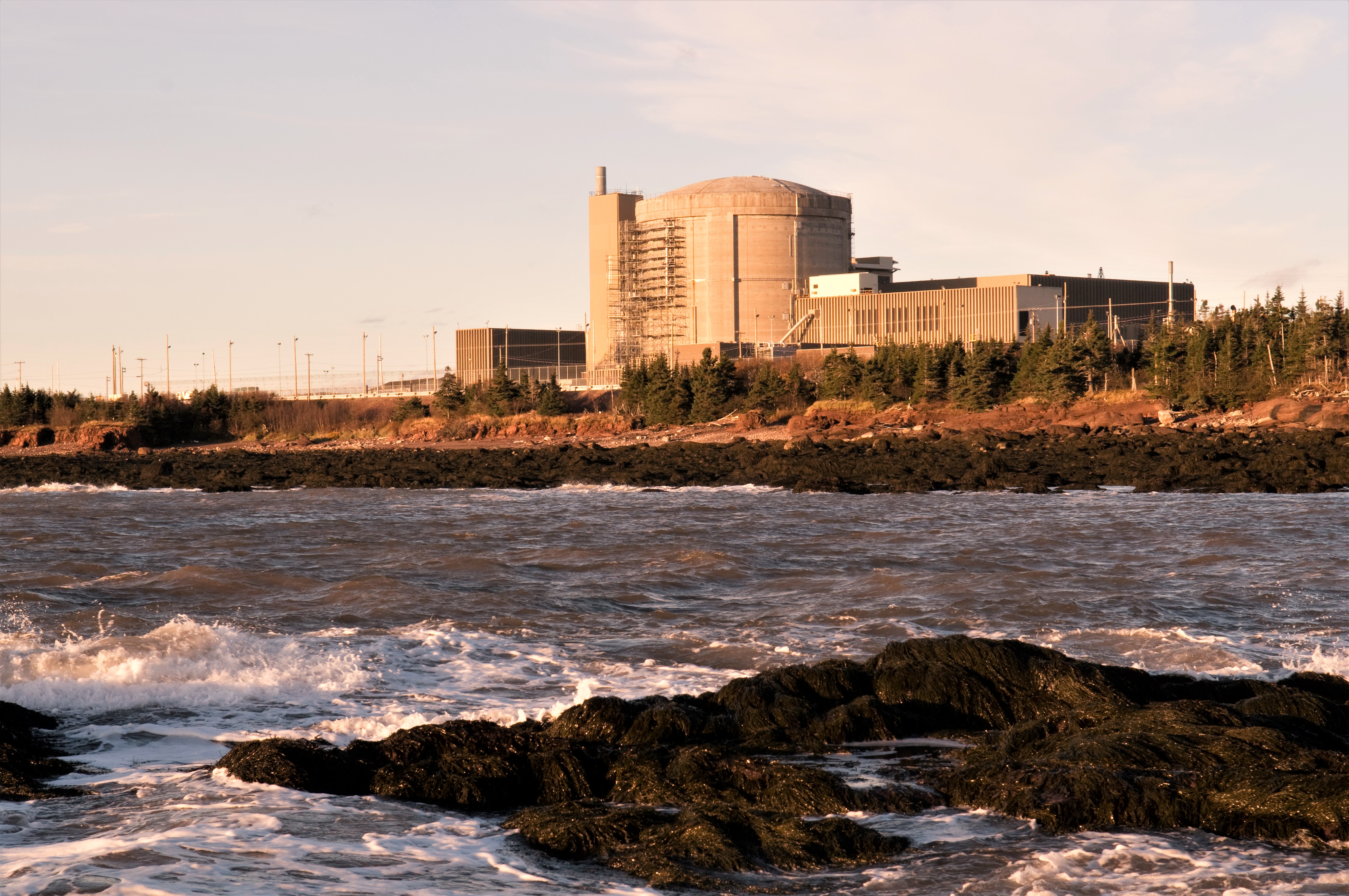 Point Lepreau Nuclear Generating Station beside a body of water